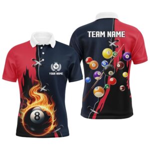 Red Navy 8 Ball Pool Polo Polo…