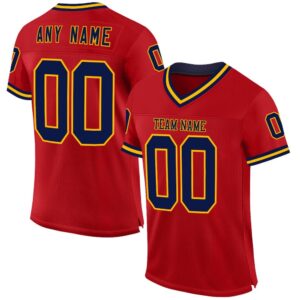 Red Navy Gold Mesh Authentic Throwback Football…
