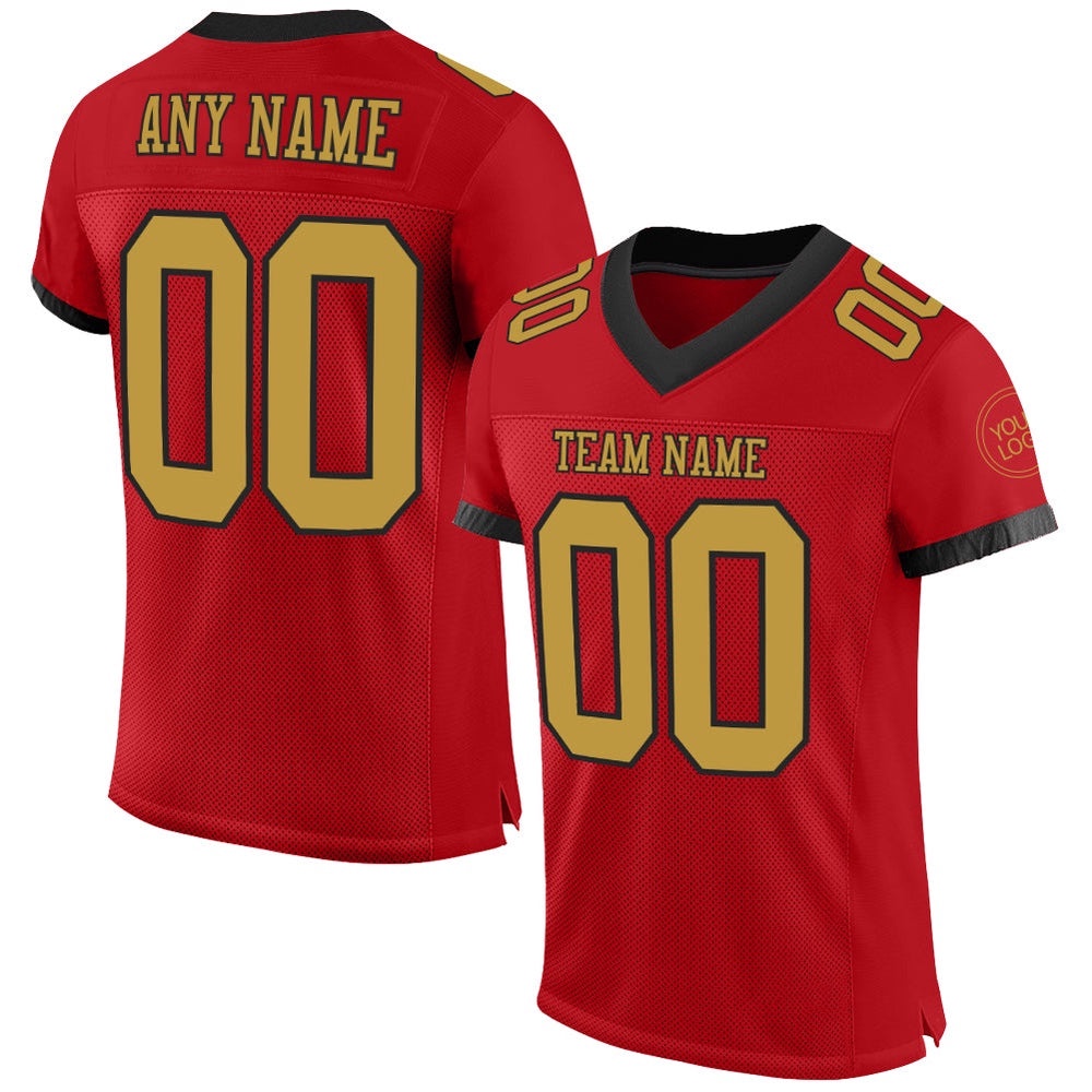 Red Old Gold Black Mesh Authentic Football Jersey, Personalized Football Jersey, Football Team Jersey, Football Outfits
