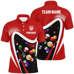 Red Sport Billiard Balls 3D Polo Shirts,…