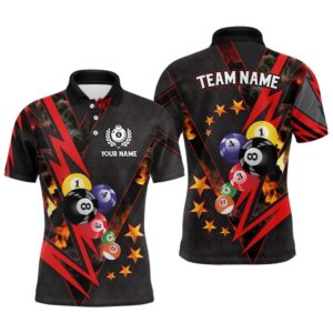 Red Thunder Billiard Balls 3D Polo Shirts…