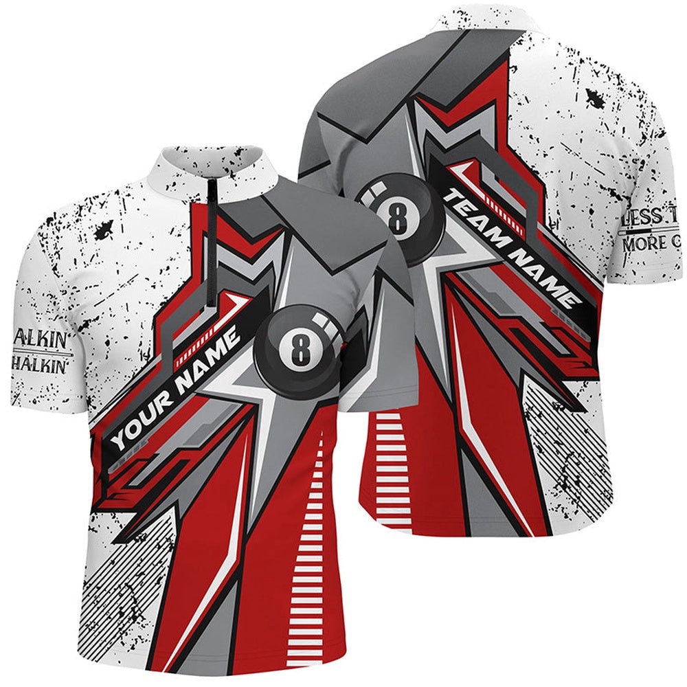 Red White Grunge 8 Ball Billiards Jersey Shirts Custom Billiard Team Shirts, Personalized Billiard Team Jersey Shirt Red White Grunge 8 Ball Billiards Jersey Shirts Custom Billiard Team Shirts, Personalized Billiard Team Jersey Shirt