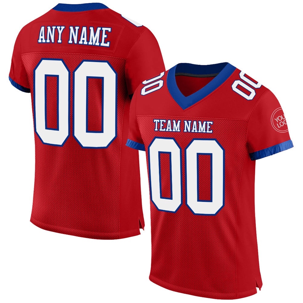 Red White Royal Mesh Authentic Football Jersey, Personalized Football Jersey, Football Team Jersey, Football Outfits