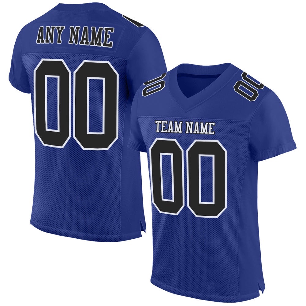 Royal Black White Mesh Authentic Football Jersey, Personalized Football Jersey, Football Team Jersey, Football Outfits