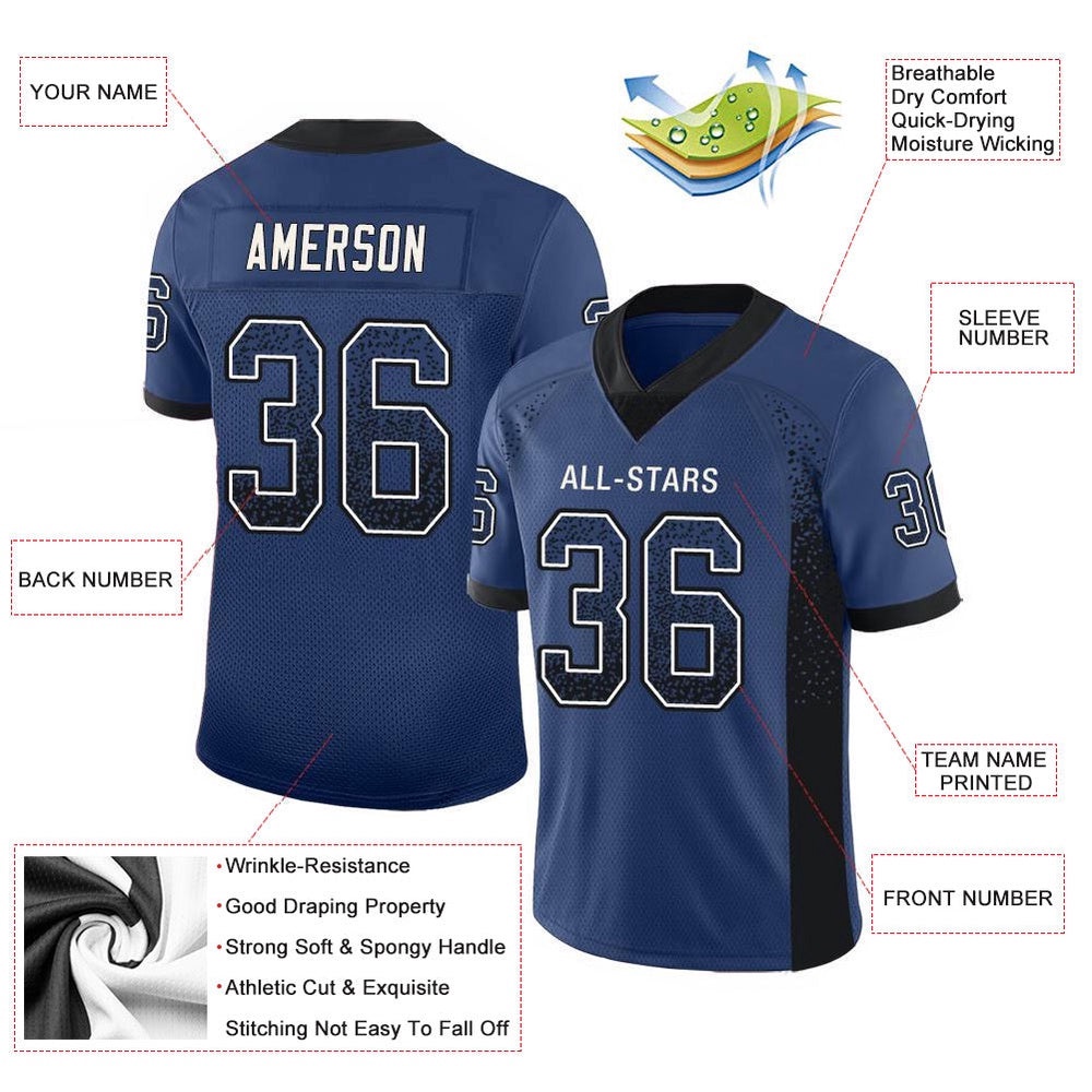 Royal Black White Mesh Drift Fashion Football Jersey, Personalized Football Jersey, Football Team Jersey, Football Outfits