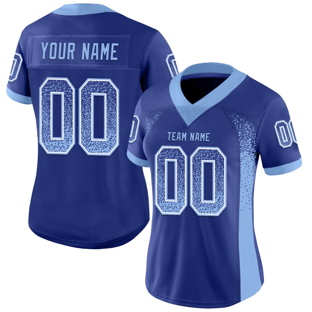 Royal Light Blue White Mesh Drift Fashion Football Jersey, Personalized Football Jersey, Football Team Jersey, Football Outfits