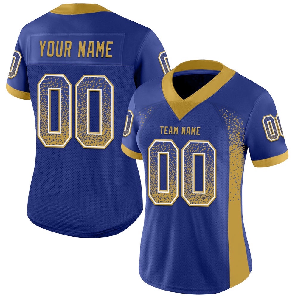 Royal Old Gold White Mesh Drift Fashion Football Jersey, Personalized Football Jersey, Football Team Jersey, Football Outfits Royal Old Gold White Mesh Drift Fashion Football Jersey, Personalized Football Jersey, Football Team Jersey, Football Outfits