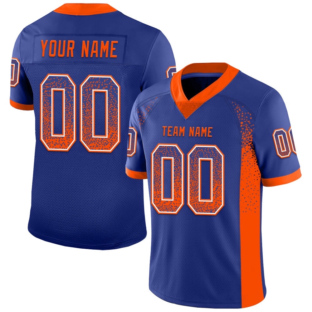 Royal Orange White Mesh Drift Fashion Football Jersey, Personalized Football Jersey, Football Team Jersey, Football Outfits