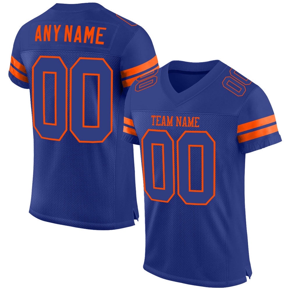 Royal Royal Orange Mesh Authentic Football Jersey, Personalized Football Jersey, Football Team Jersey, Football Outfits