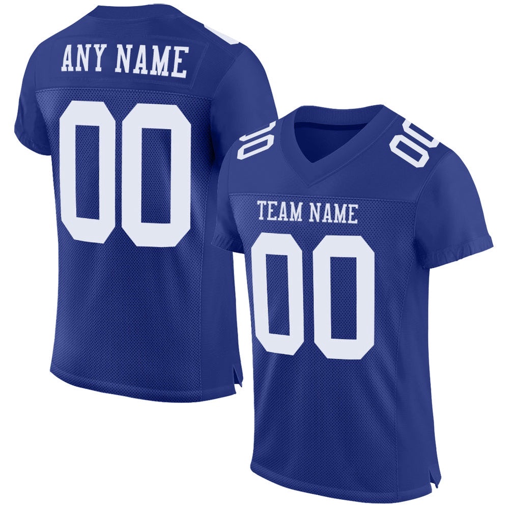 Royal White Mesh Authentic Football Jersey, Personalized Football Jersey, Football Team Jersey, Football Outfits