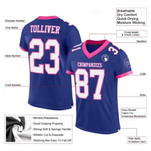 Royal White Pink Mesh Authentic Football Jersey Personalized Football Jersey Football Team Jersey Football Outfits 2 bzsjag.jpg