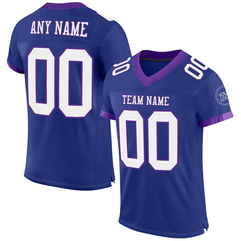 Royal White Purple Mesh Authentic Football Jersey, Personalized Football Jersey, Football Team Jersey, Football Outfits Royal White Purple Mesh Authentic Football Jersey, Personalized Football Jersey, Football Team Jersey, Football Outfits