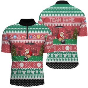 Santa Playing Billiard Full Printing Jersey Shirts…