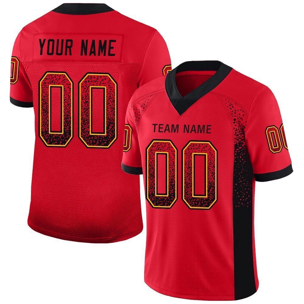 Scarlet Black Gold Mesh Drift Fashion Football Jersey, Personalized Football Jersey, Football Team Jersey, Football Outfits