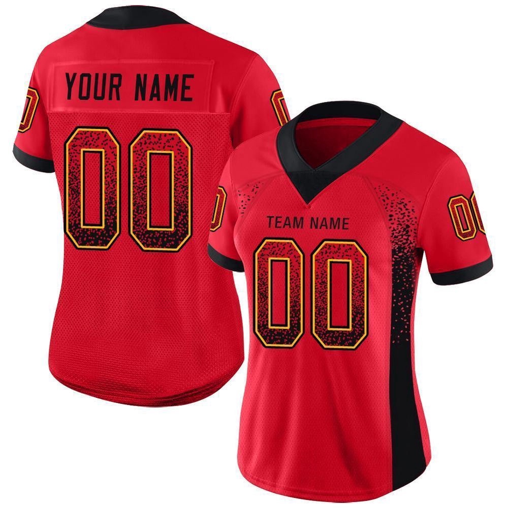 Scarlet Black Gold Mesh Drift Fashion Football Jersey, Personalized Football Jersey, Football Team Jersey, Football Outfits