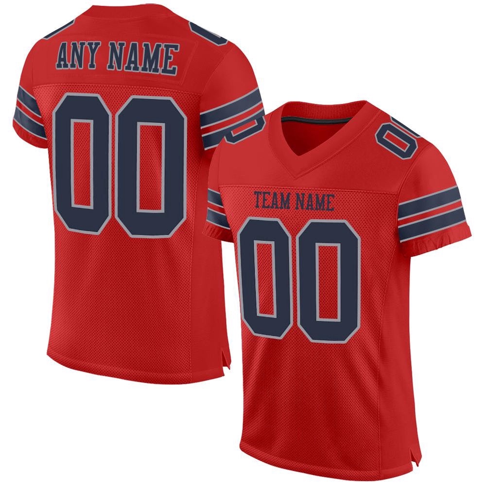 Scarlet Navy Light Gray Mesh Authentic Football Jersey, Personalized Football Jersey, Football Team Jersey, Football Outfits Scarlet Navy Light Gray Mesh Authentic Football Jersey, Personalized Football Jersey, Football Team Jersey, Football Outfits