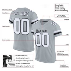 Silver White Black Mesh Authentic Football Jersey Personalized Football Jersey Football Team Jersey Football Outfits 2 msjqvm.jpg