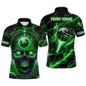 Skull Billiard Polo Shirts Custom Name 8…