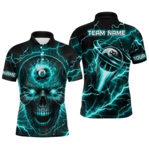 Skull Billiard Polo Shirts Custom Name 8…