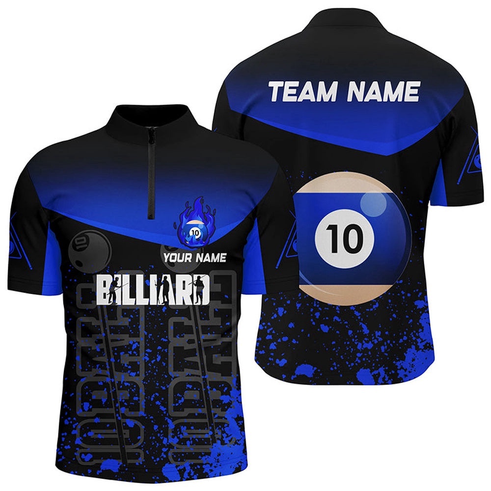 Splash Blue 10 Ball Billiard 3D Jersey Shirts, Fire 10 Ball Pool Team Jerseys, Personalized Billiard Team Jersey Shirt