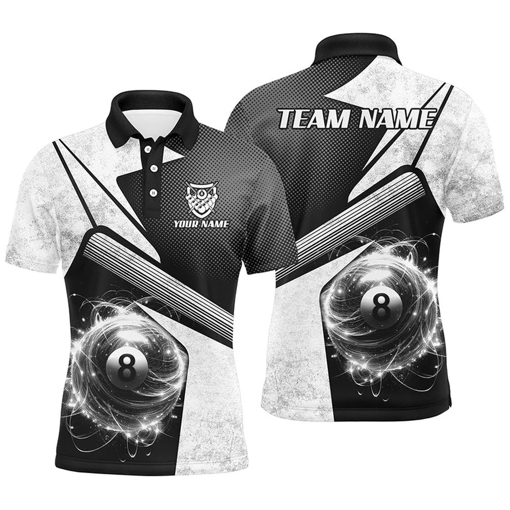 Sport White 8 Ball Billiard 3D Polo Shirts, Custom 8 Ball Pool Team Polo, Personalized Billiard Polo Shirt Sport White 8 Ball Billiard 3D Polo Shirts, Custom 8 Ball Pool Team Polo, Personalized Billiard Polo Shirt
