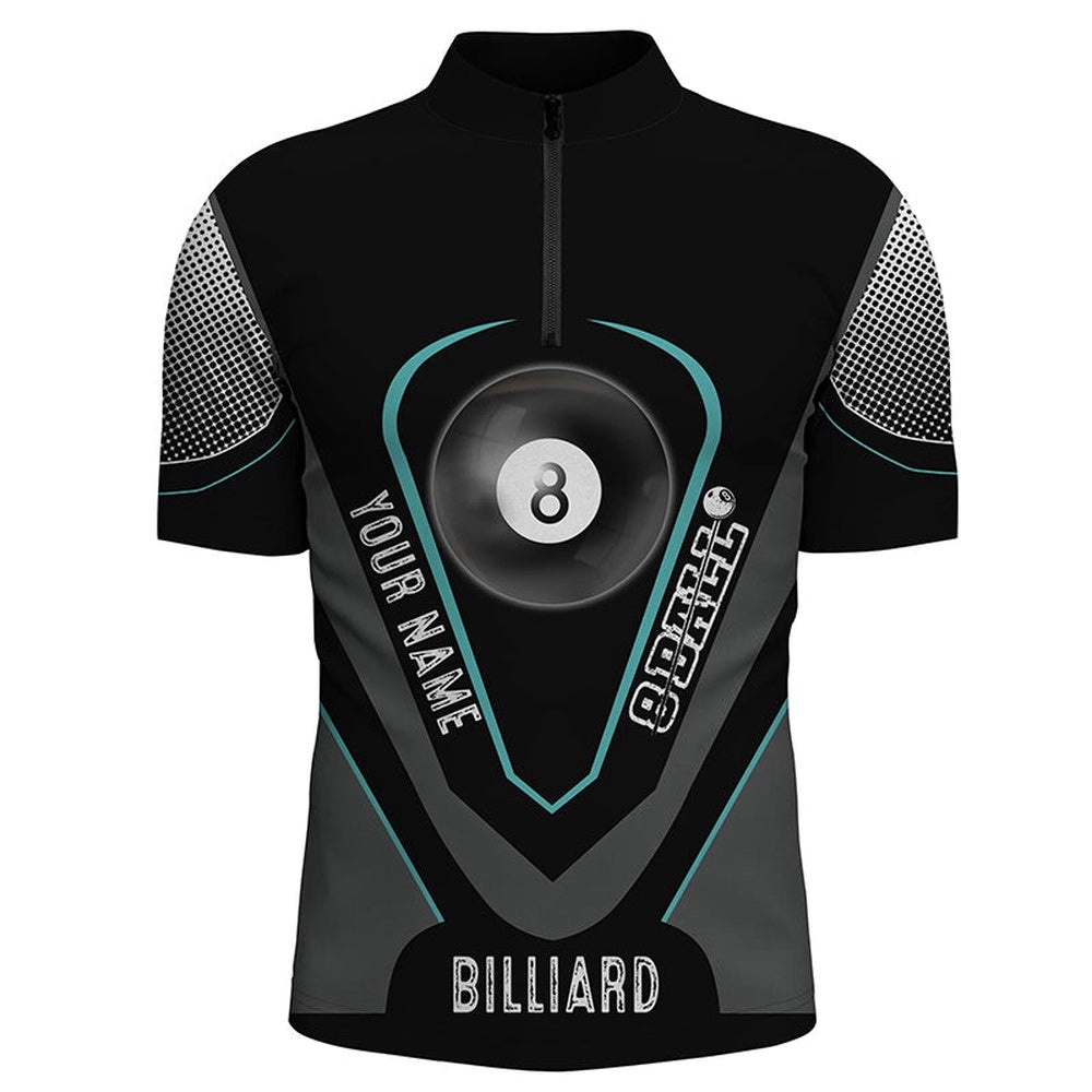Style Black Blue 8 Ball Billiard 3D Jersey Shirts, Custom 8 Ball Pool Jerseys, Personalized Billiard Team Jersey Shirt