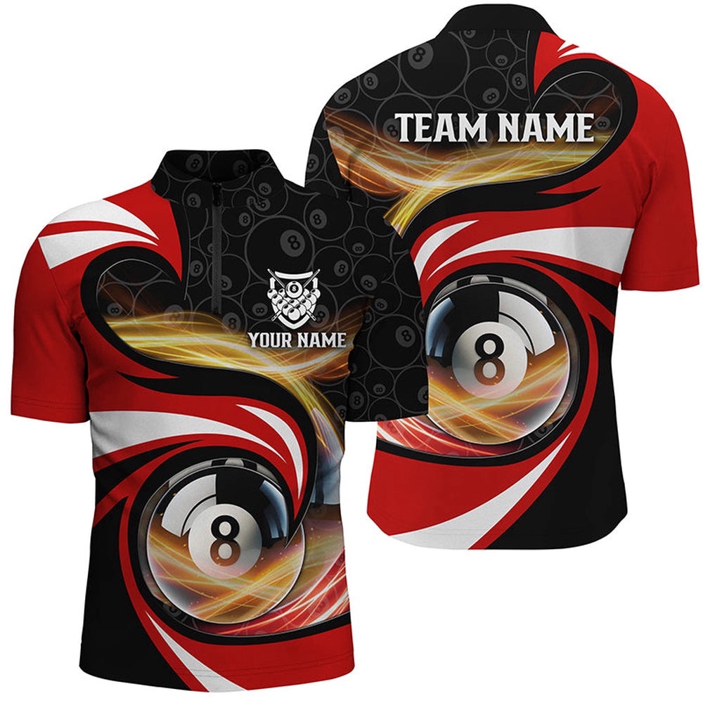 Style Red 8 Ball Billiard 3D Jersey Shirts, Custom 8 Ball Pool Team Jerseys, Personalized Billiard Team Jersey Shirt