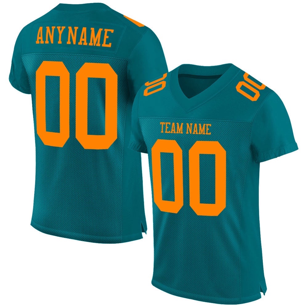 Teal Bay Orange Mesh Authentic Football Jersey, Personalized Football Jersey, Football Team Jersey, Football Outfits Teal Bay Orange Mesh Authentic Football Jersey, Personalized Football Jersey, Football Team Jersey, Football Outfits