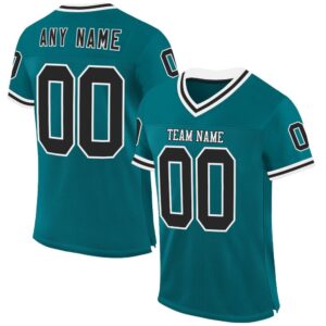 Teal Black White Mesh Authentic Throwback Football…
