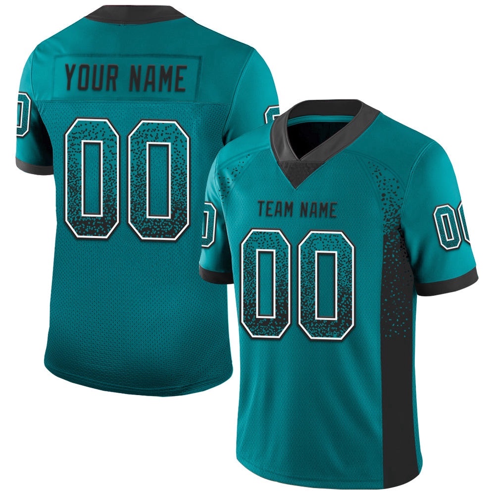 Teal Black White Mesh Drift Fashion Football Jersey, Personalized Football Jersey, Football Team Jersey, Football Outfits Teal Black White Mesh Drift Fashion Football Jersey, Personalized Football Jersey, Football Team Jersey, Football Outfits