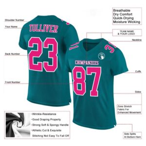 Teal Hot Pink White Mesh Authentic Football Jersey Personalized Football Jersey Football Team Jersey Football Outfits 2 gcoo2p.jpg