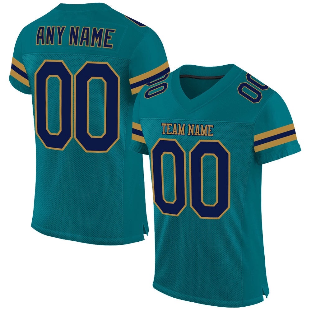 Teal Navy Old Gold Mesh Authentic Football Jersey, Personalized Football Jersey, Football Team Jersey, Football Outfits Teal Navy Old Gold Mesh Authentic Football Jersey, Personalized Football Jersey, Football Team Jersey, Football Outfits