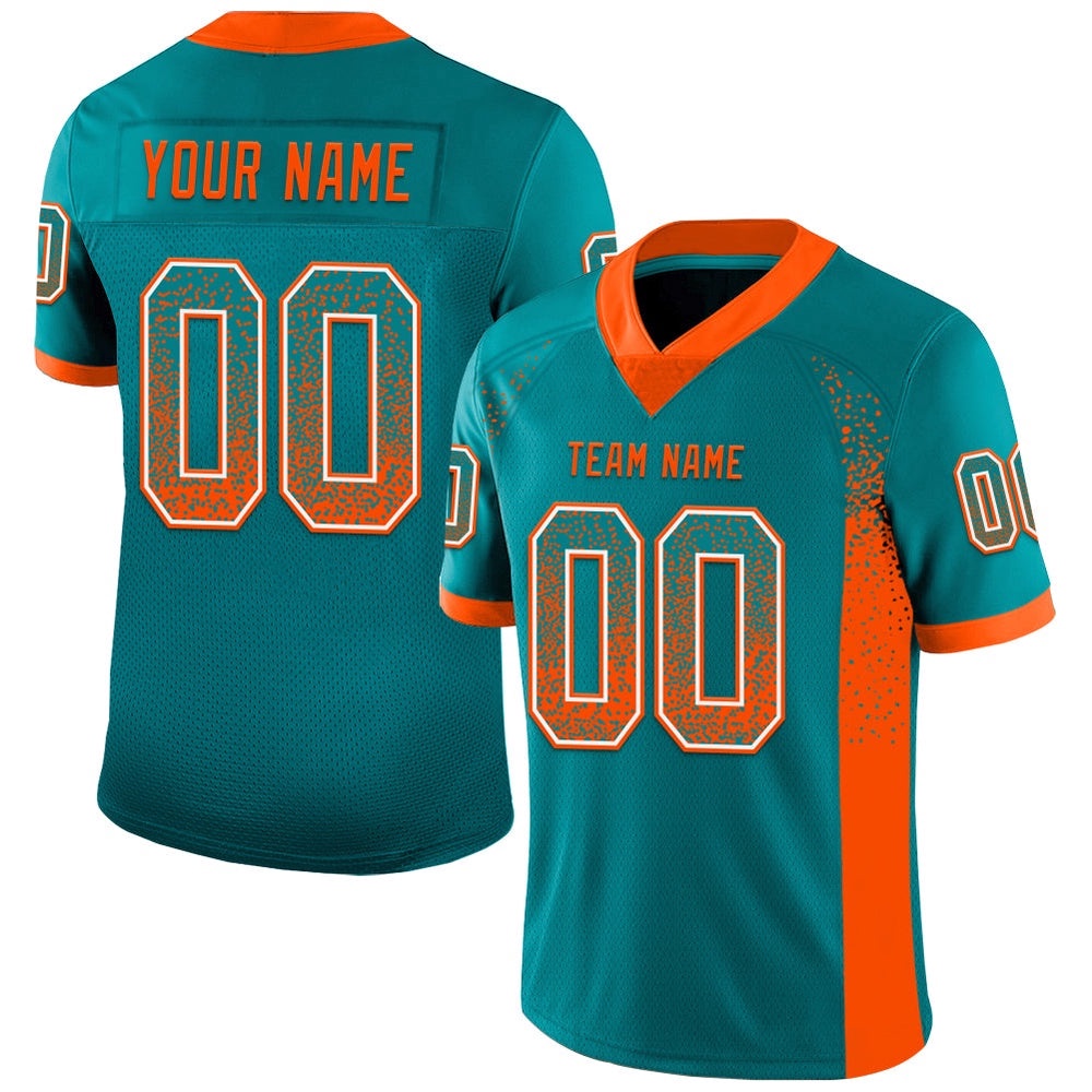Teal Orange White Mesh Drift Fashion Football Jersey, Personalized Football Jersey, Football Team Jersey, Football Outfits