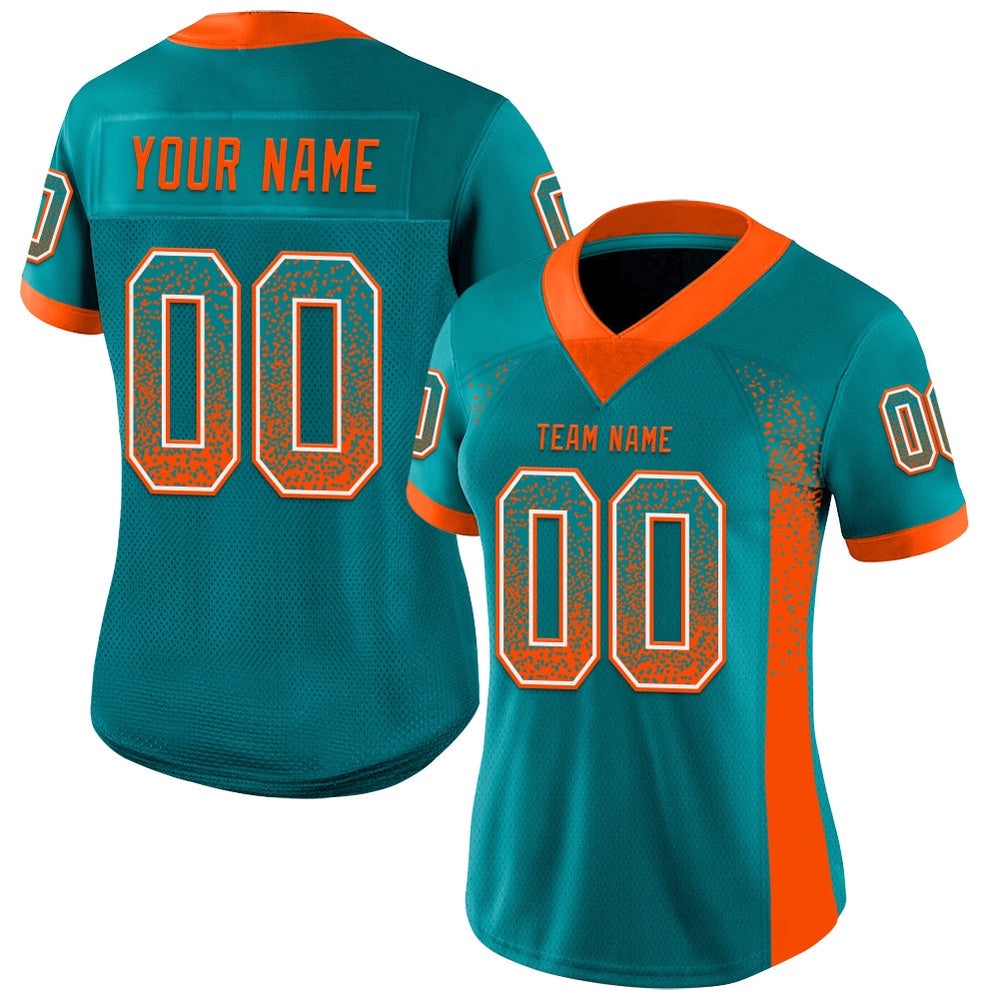 Teal Orange White Mesh Drift Fashion Football Jersey, Personalized Football Jersey, Football Team Jersey, Football Outfits