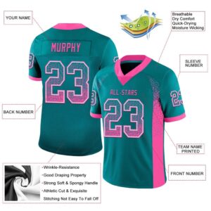 Teal Pink White Mesh Drift Fashion Football Jersey Personalized Football Jersey Football Team Jersey Football Outfits 3 wdjhqi.jpg
