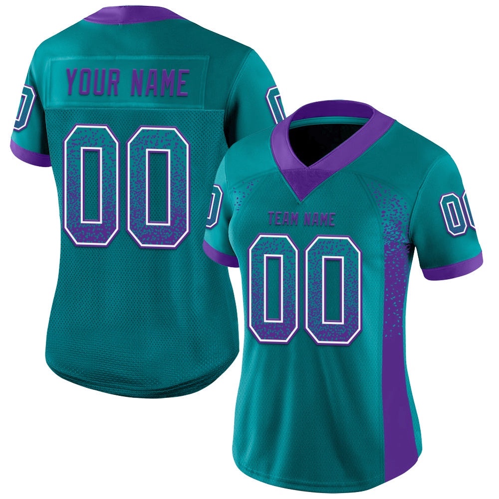 Teal Purple White Mesh Drift Fashion Football Jersey, Personalized Football Jersey, Football Team Jersey, Football Outfits Teal Purple White Mesh Drift Fashion Football Jersey, Personalized Football Jersey, Football Team Jersey, Football Outfits