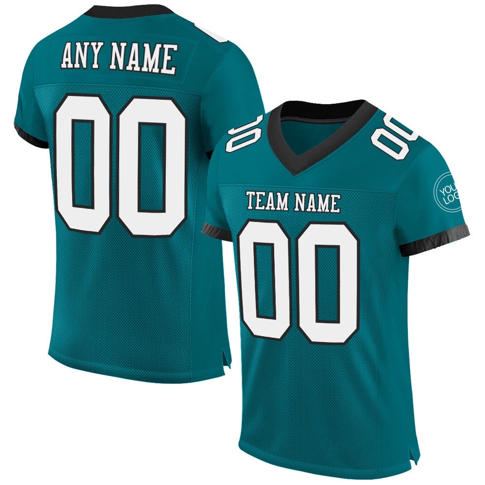 Teal White Black Mesh Authentic Football Jersey, Personalized Football Jersey, Football Team Jersey, Football Outfits