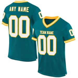 Teal White Gold Mesh Authentic Throwback Football…