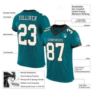 Teal White Old Gold Black Mesh Authentic Football Jersey Personalized Football Jersey Football Team Jersey Football Outfits 2 xsn0wo.jpg