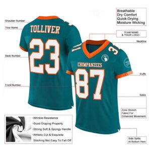 Teal White Orange Mesh Authentic Football Jersey Personalized Football Jersey Football Team Jersey Football Outfits 2 ikdptu.jpg