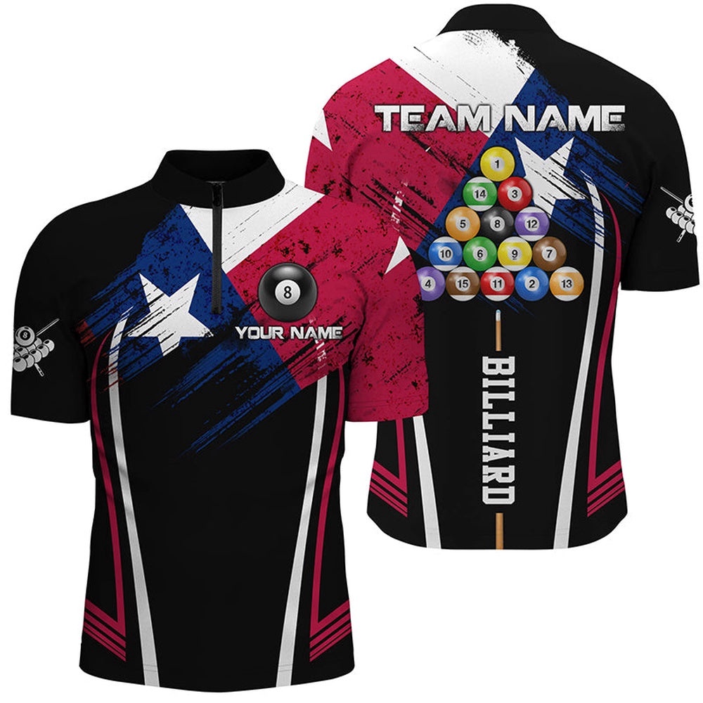 Texas Billiard Jerseys Jersey Shirts Custom Patriotic Billiard Texas Flag Shirts, Personalized Billiard Team Jersey Shirt
