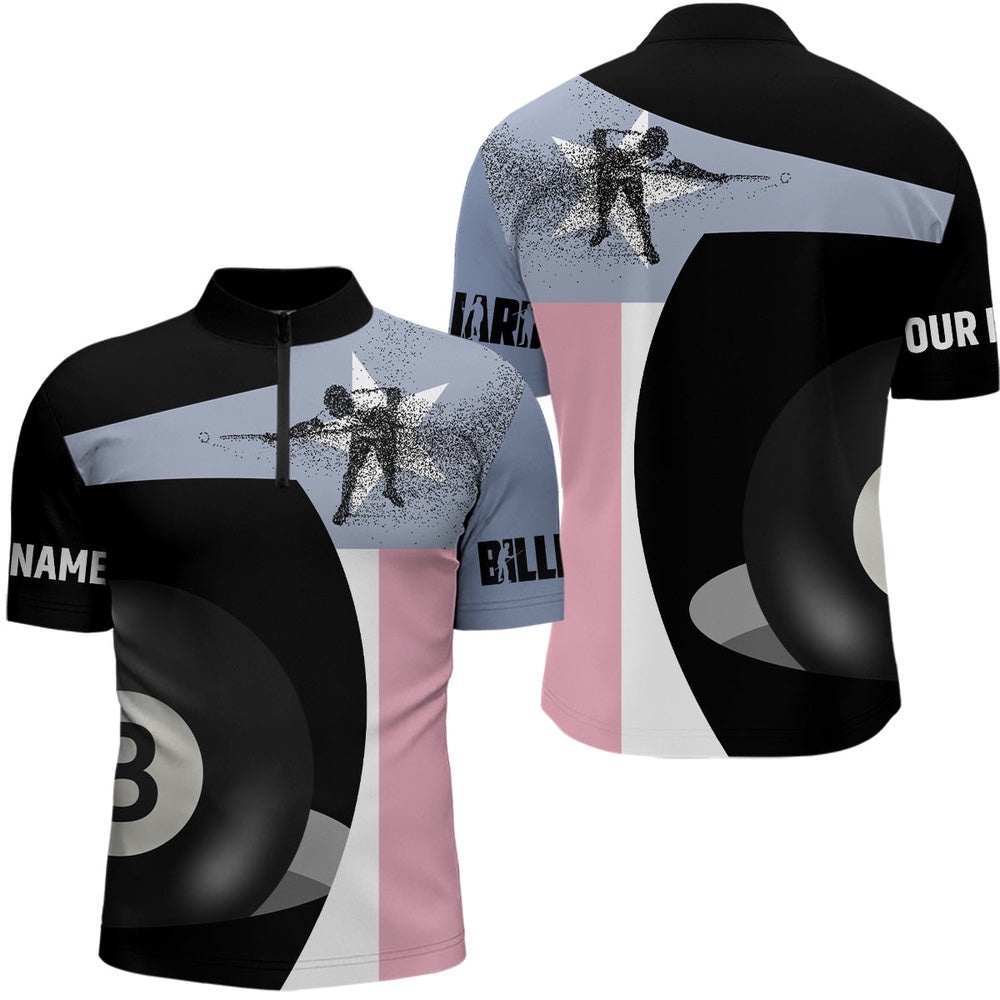 Texas Flag 8 Ball Pool Custom Billiards Jerseys, Personalized Billiard Team Jersey Shirt