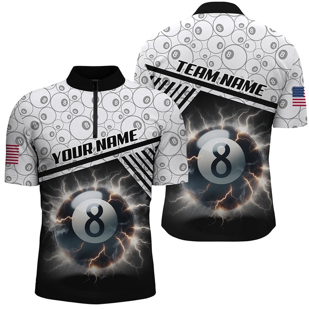 Thunder Lighting 8 Ball Billiard 3D Jersey Shirts, Custom 8 Ball Pool Jerseys, Personalized Billiard Team Jersey Shirt