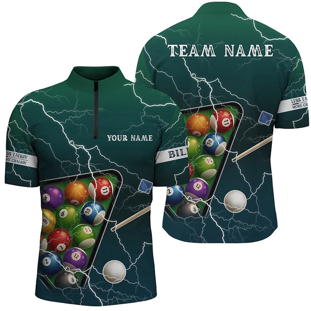 Thunder Lightning Green Version Billiard Balls Shirts, Personalized Billiard Team Jersey Shirt