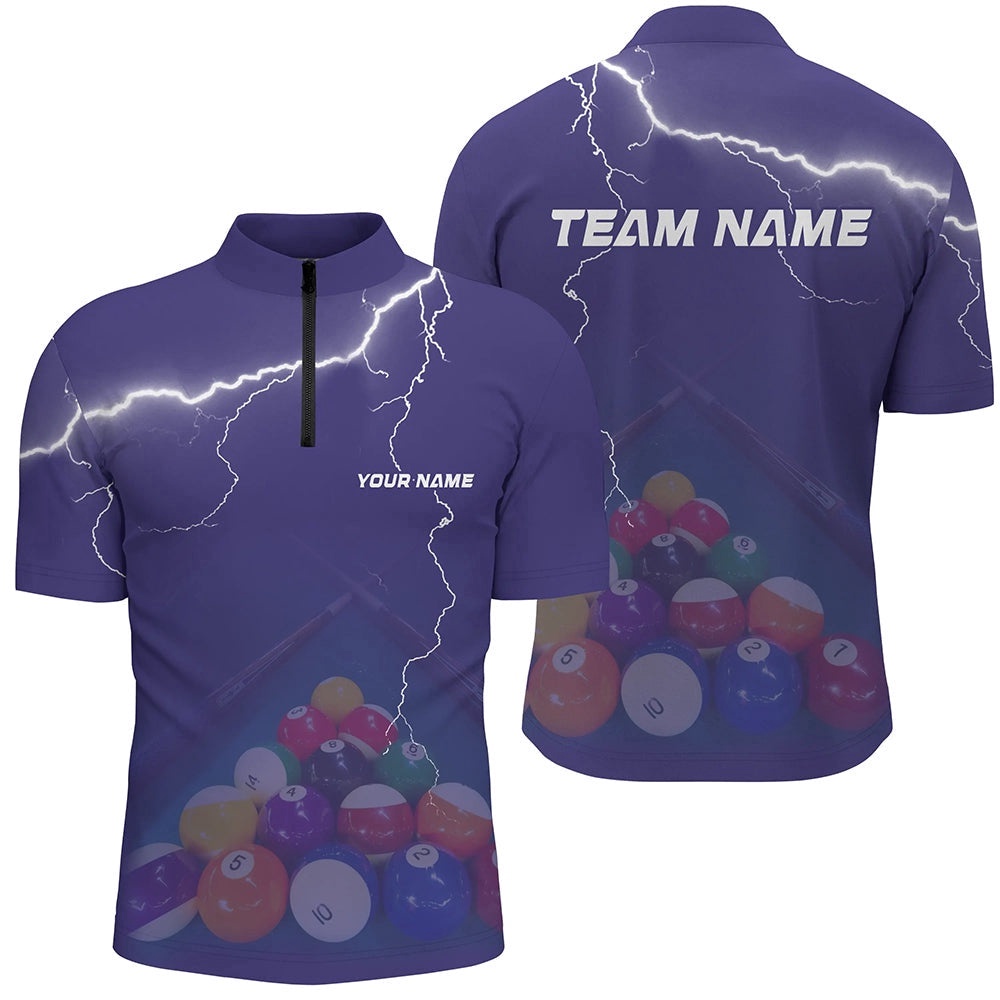 Thunder Purple Billiards Shirts Billiards Team Shirts Custom Billiard Jerseys, Personalized Billiard Team Jersey Shirt