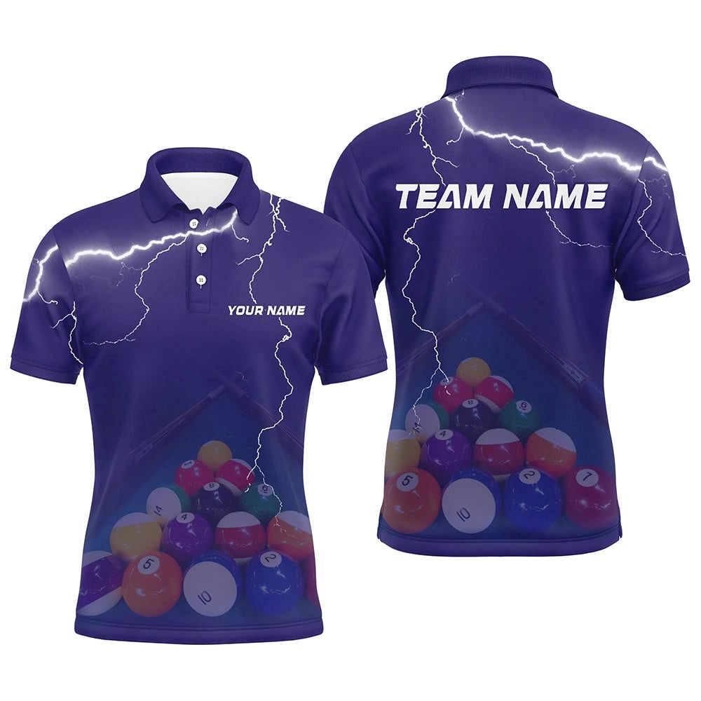 Thunder Purple Billiards Shirts Billiards Team Shirts Custom Billiard Polo, Personalized Billiard Polo Shirt
