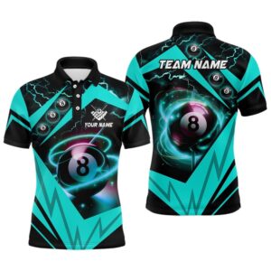 Turquoise 8 Ball Pool Billiard Polo Custom…