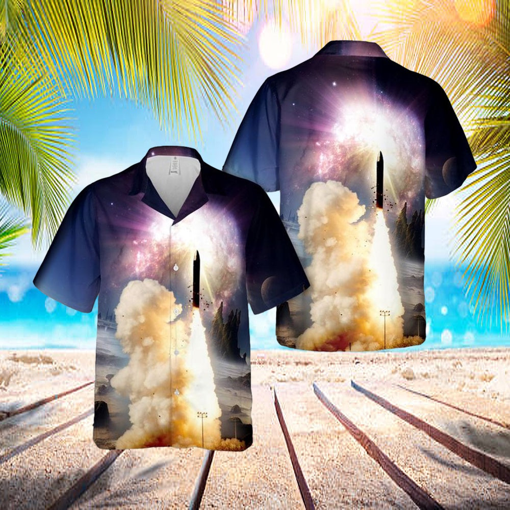US Air Force Peacekeeper Missile Launched From A Silo Hawaiian Shirt – Mens Hawaiian Shirt – US Air Force Gifts US Air Force Peacekeeper Missile Launched From A Silo Hawaiian Shirt – Mens Hawaiian Shirt – US Air Force Gifts