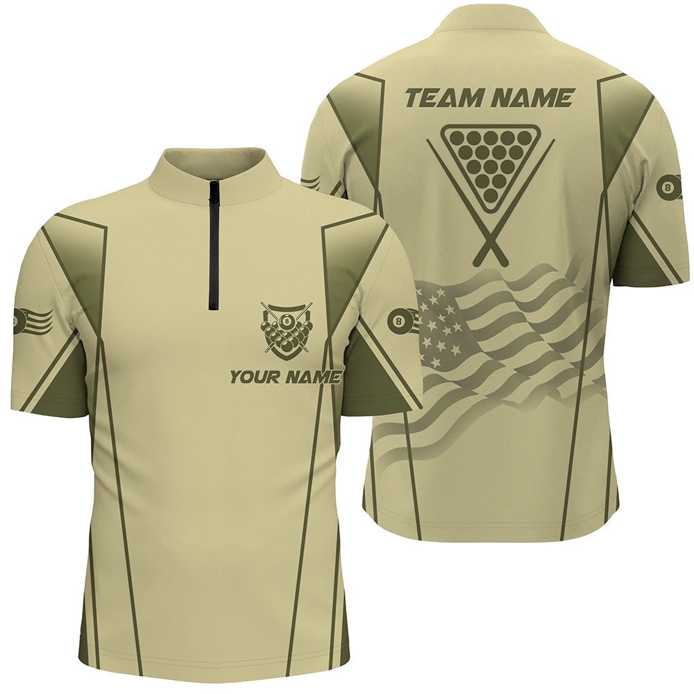 US Flag 8 Ball Pool 3D Jersey Shirts, Green Billiard Balls Team Jerseys, Personalized Billiard Team Jersey Shirt