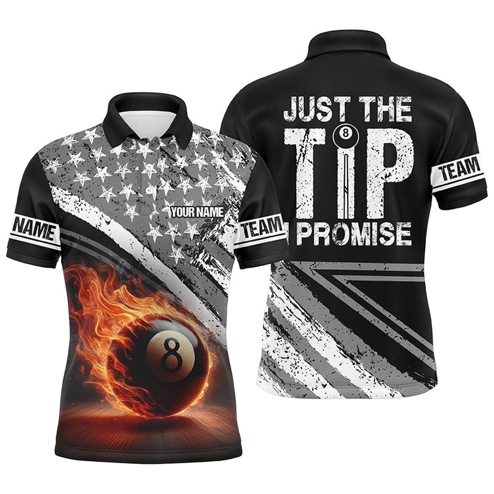 US Flag 8 Ball Pool 3D Polo Shirts, Just The Tip I Promise Billiard Polo, Personalized Billiard Polo Shirt US Flag 8 Ball Pool 3D Polo Shirts, Just The Tip I Promise Billiard Polo, Personalized Billiard Polo Shirt